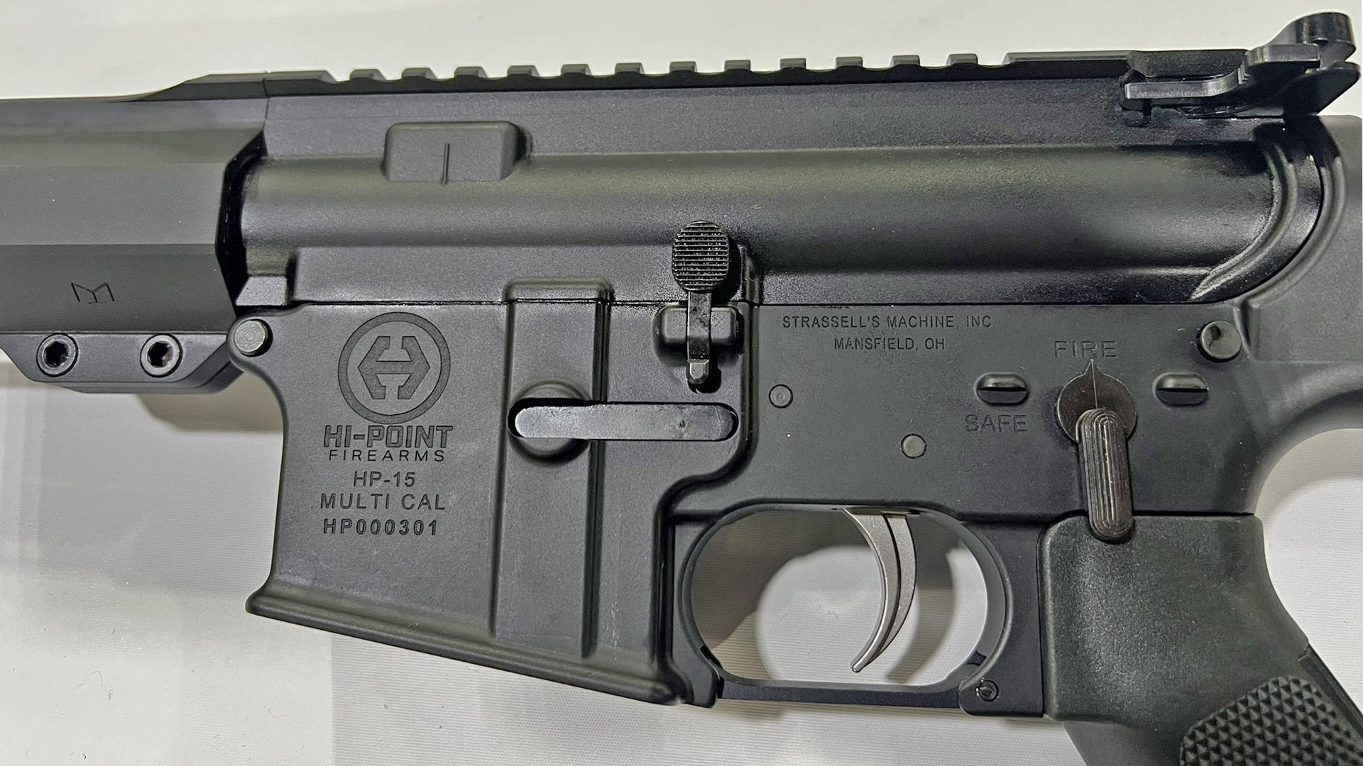 Left side of the Hi-Point HP-15 receiver, showing the company's receiver markings.
