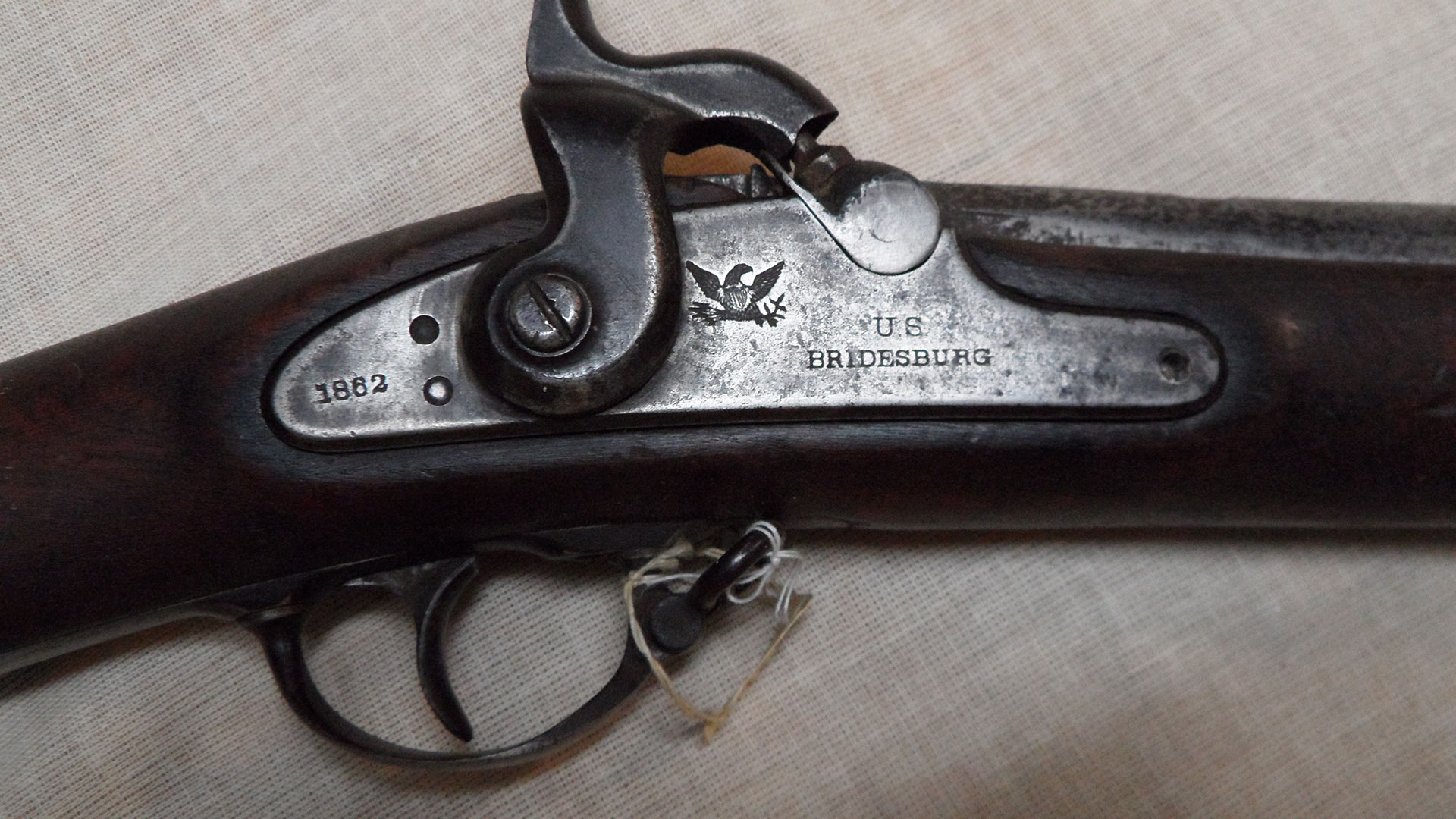 After an apparently haphazard cleaning program in 1867, the parts of many of the Fenians’ muskets were mixed. This example was recovered after the 1870 Battle of Eccles Hill. Courtesy of the Mississquoi Museum.