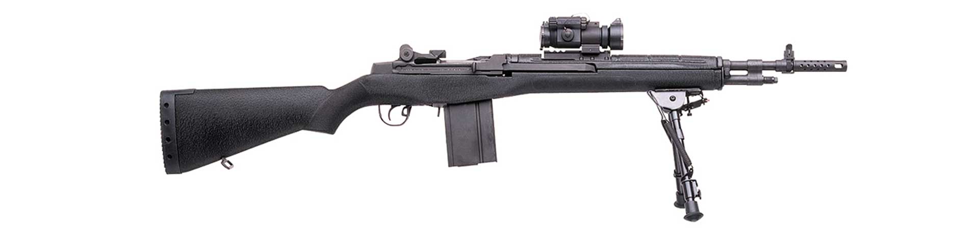 Springfield Armory M1A Scout Squad rifle right-side full-length gun rifle