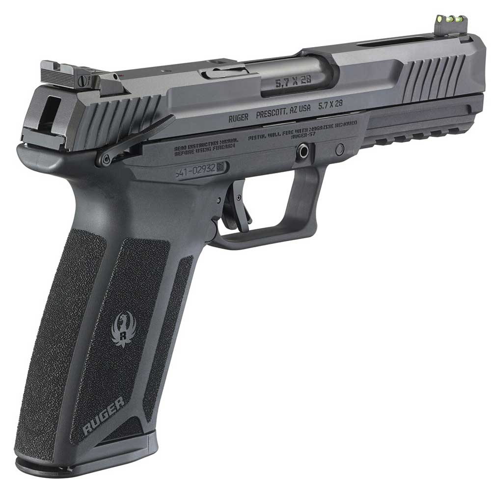 right side handgun Ruger-57 gun pistol black plastic metal steel