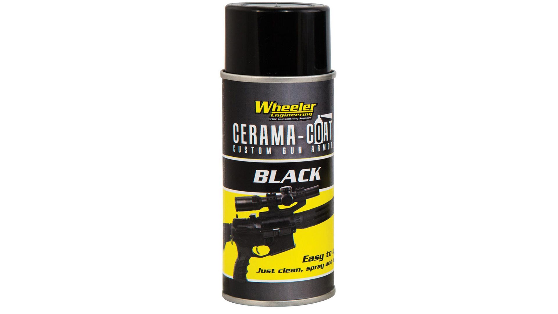 spray can black cerama-coat finish for guns from wheeler engineering