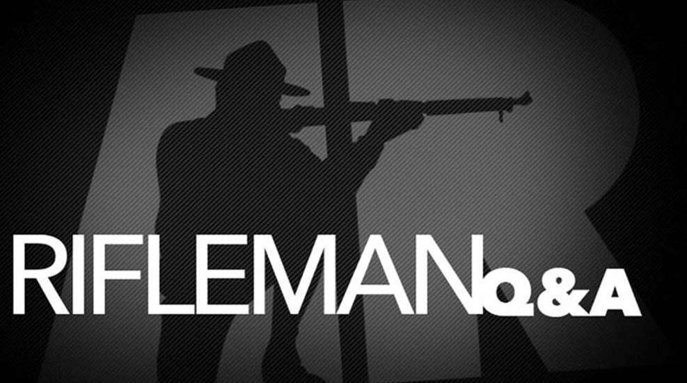 Rifleman Q&A text black gray AR logo rifleman gun soldier shooting