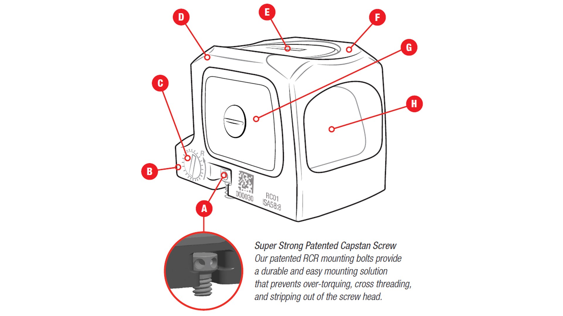 drawing diagram trijicon rcr capstan screw numbers text description