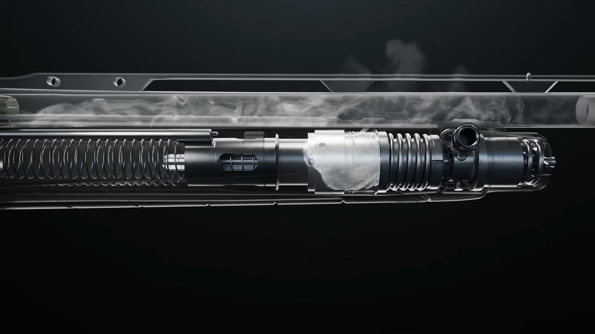 3D rendering of the gas system on the Beretta AX800 Suprema semi-automatic shotgun.