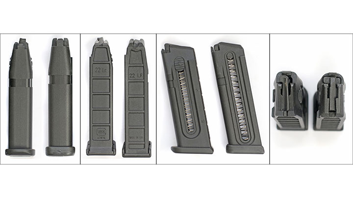 Comparison of the ProMag Glock 44 magazine (right) and the factory magazine (left).