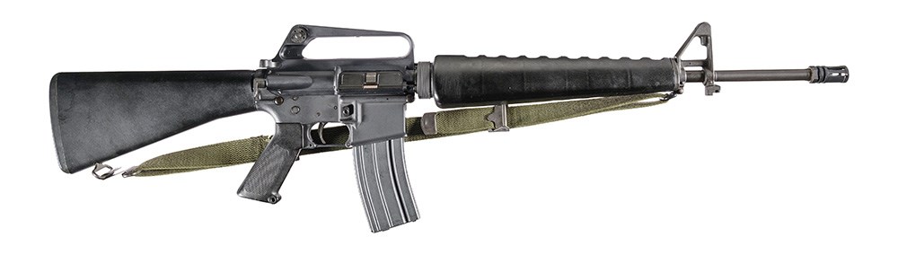 M16A1 rifle right-side view shown with web sling