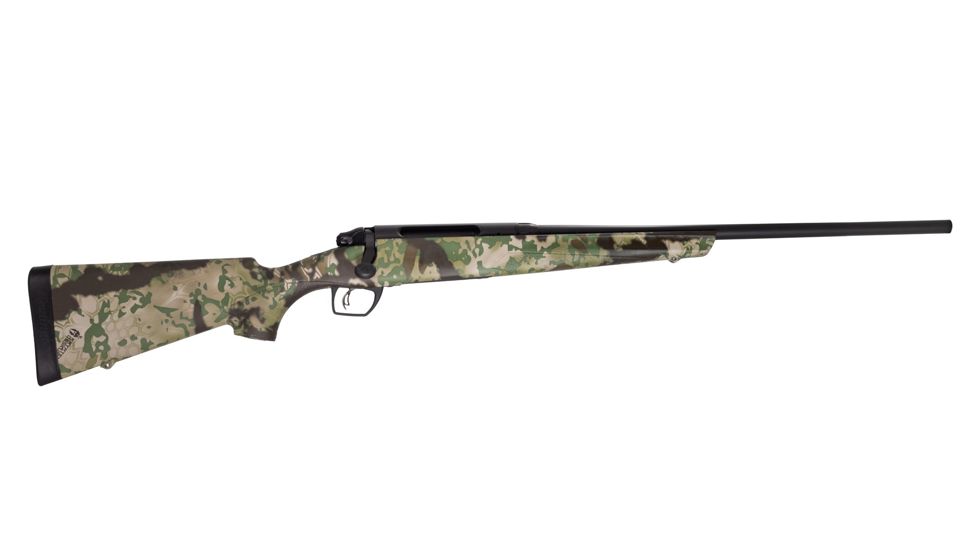 Right side of the RemArms Remington 783 with a camouflage stock.