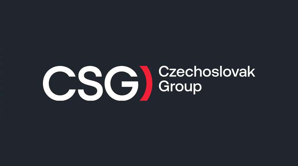 CSG Czechoslovak Group brand logo gray background text on image