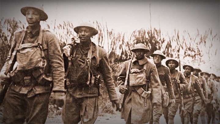 African American soldiers of the AEF wearing American gear.