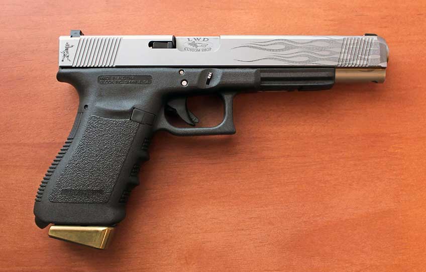 right side custom handgun pistol silver black gun