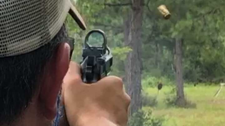 The shooter&#x27;s perspective using the Trijicon SRO with LTT RSO mount.