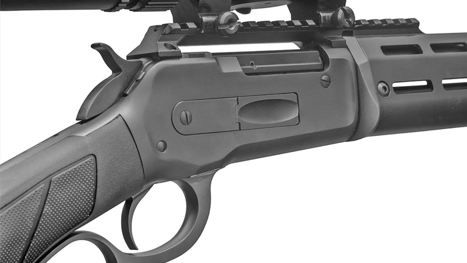 Right-side view of the receiver on the Chiappa 86 Wildlands Angled Ejection Takedown rifle.