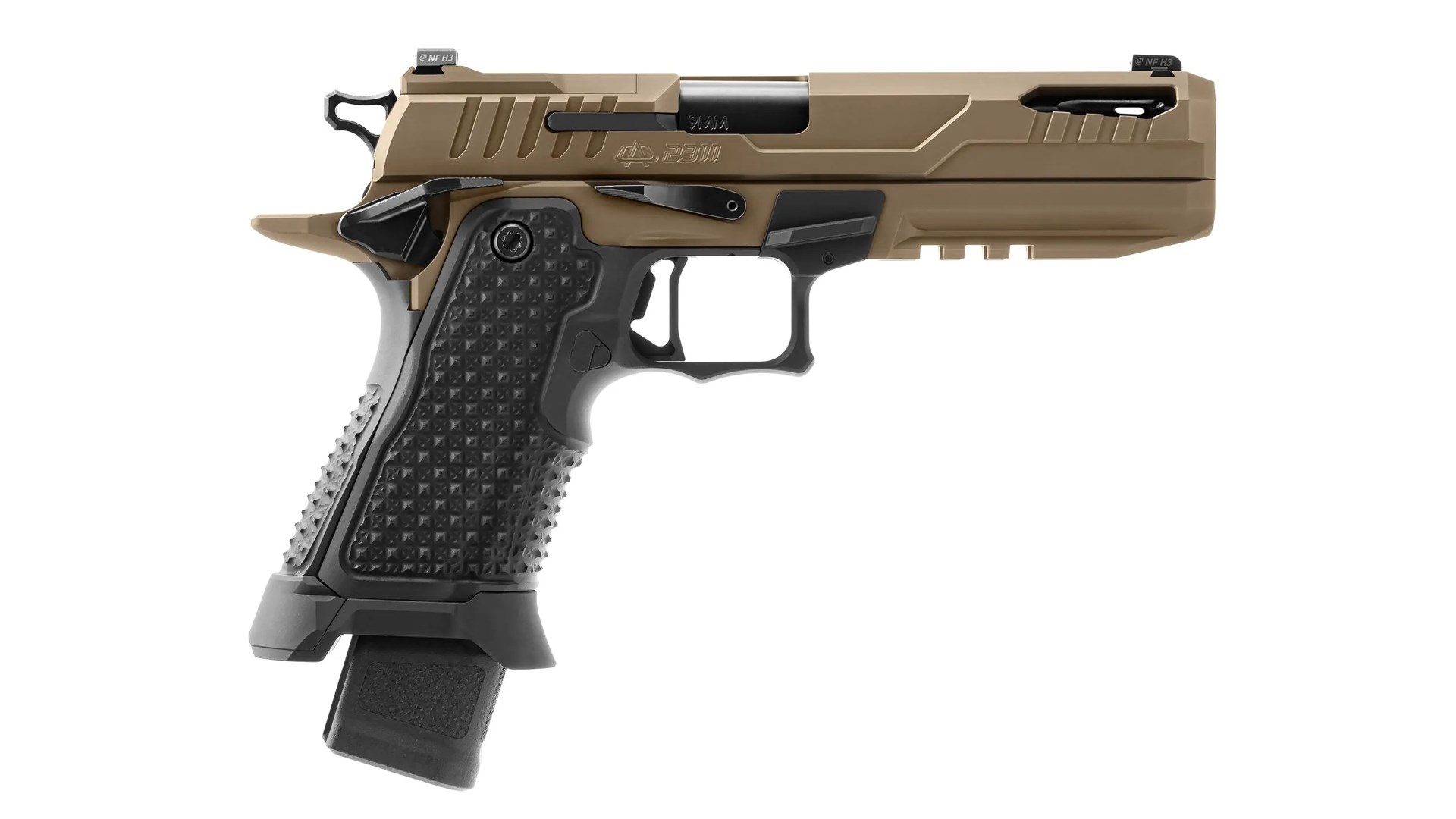 OA Defense 2311 Pro Elite hybrid double-stack 1911 2011 pistol black grip flat dark earth metal black accents