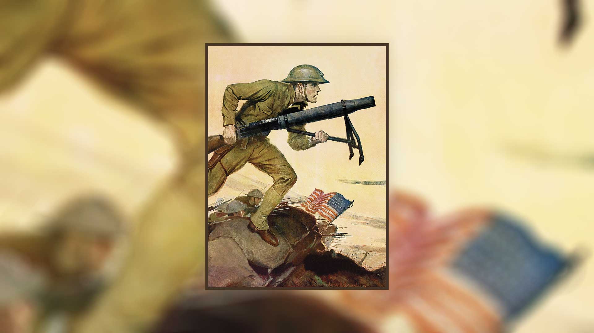 soldier painting drawing gun American flag