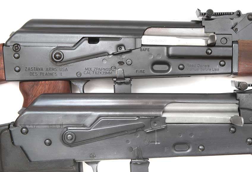 The Zastava ZPAP M70 use a safety lever/dust cover with a notch in it to lock the bolt to the rear.