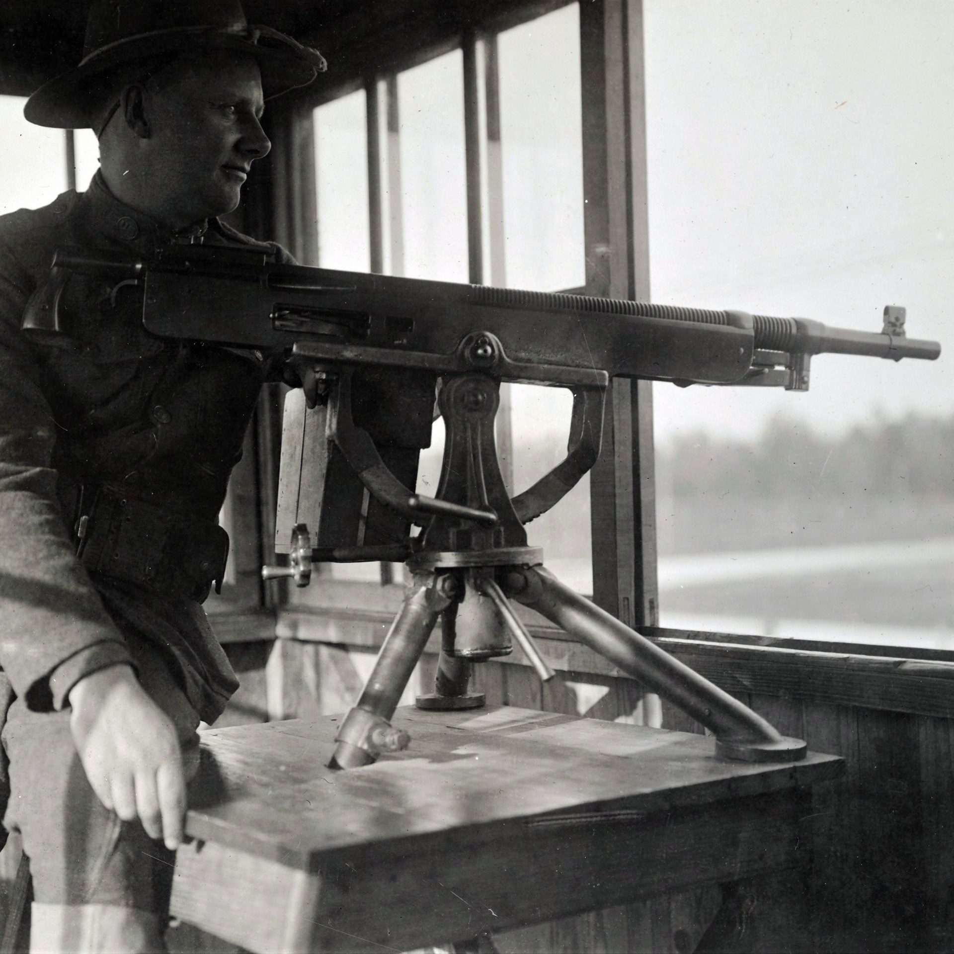 On guard at Fort Oglethorpe Prison, Ga., early 1919.  NARA