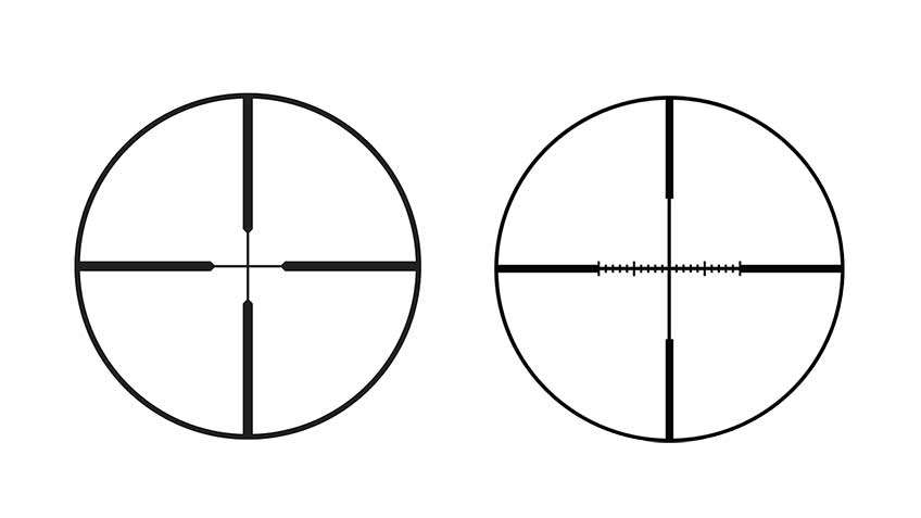 The Duplex reticle on the left versus the WindPlex reticle on the right.