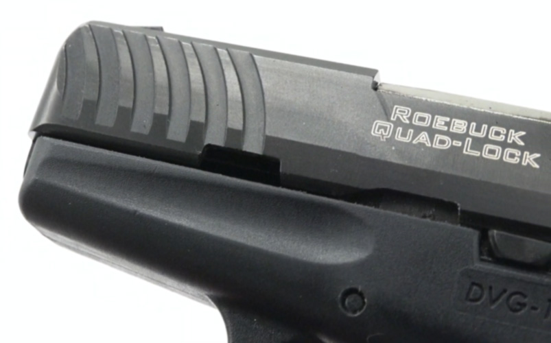 gun parts pistol metal plastic handgun closeup serrations lines