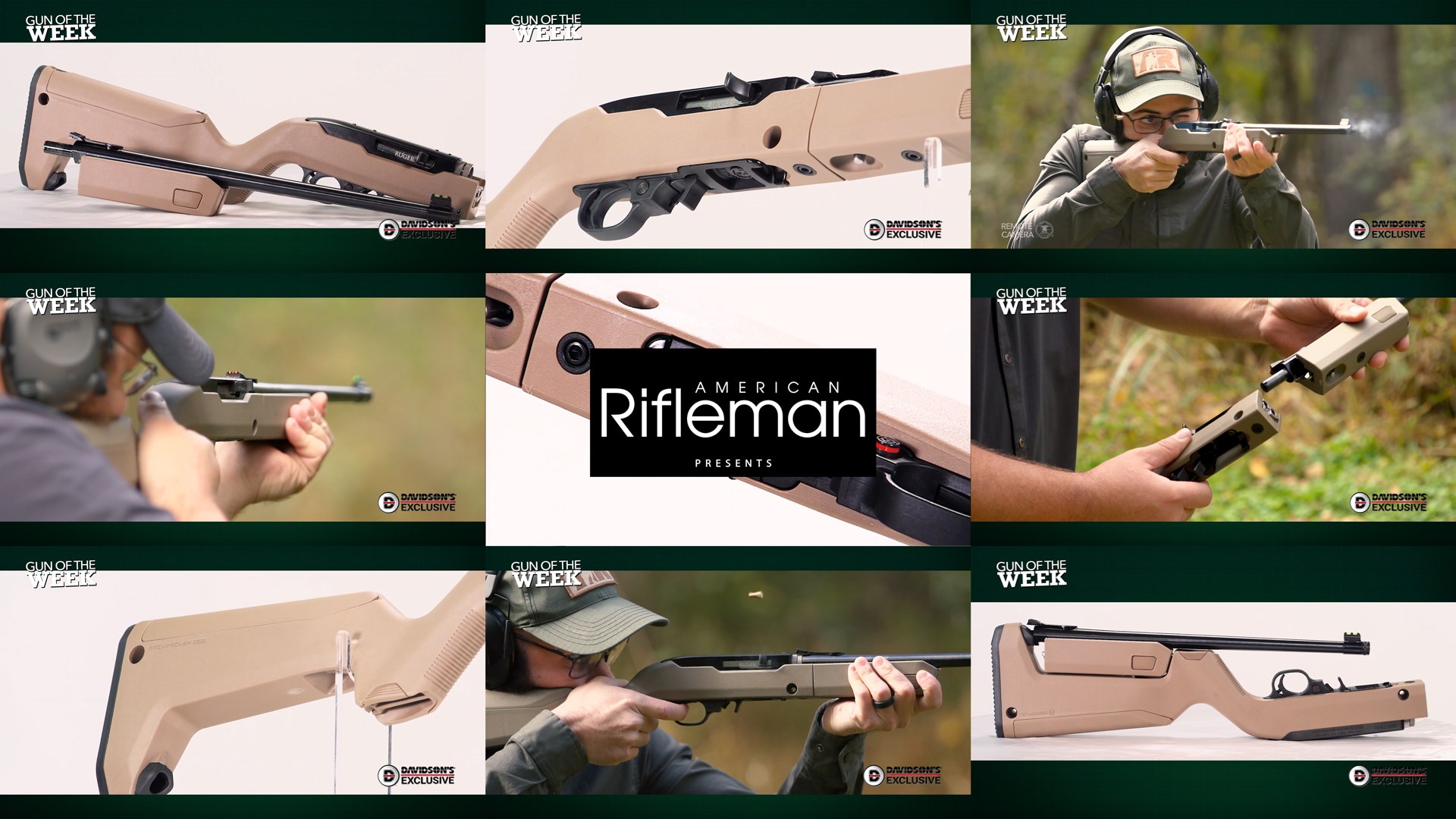 American Rifleman Gun Of The Week tiles nine images ruger 10/22 Takedown FDE carbine rimfire