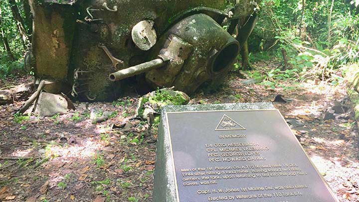 The wreck of “Flyin’ Home”, a Chrysler M4 &quot;Large-Hatch&quot; composite hull Sherman medium tank from A Company, 710th Tank Battalion that was knocked out on Oct. 18, 1944.