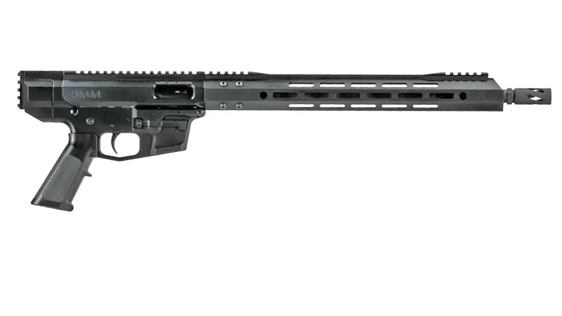 Right side of Bear Creek Arsenal's bufferless 9mm pistol-caliber carbine.