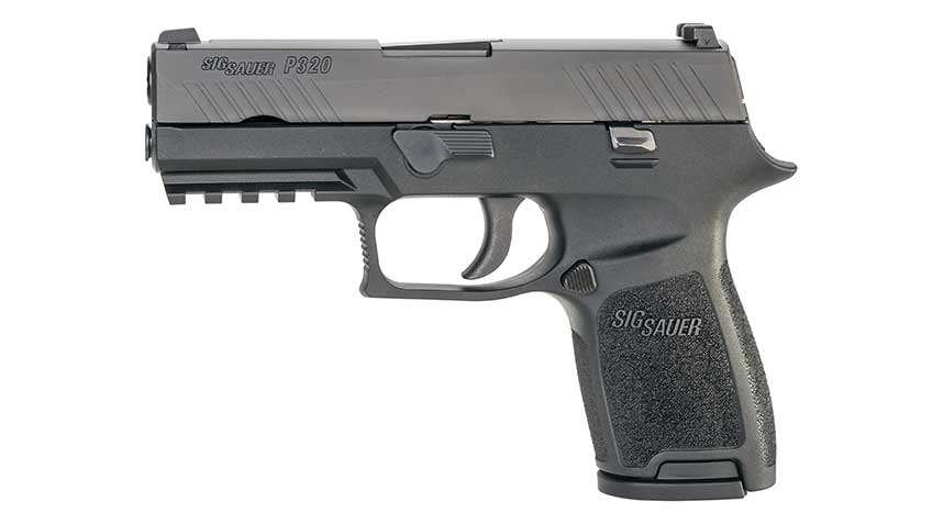 SIG Sauer P320 left profile on white.