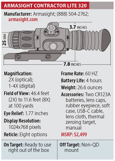 Armasight Contractor Lite 320 specs