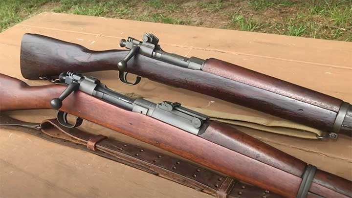 A closer look at the Remington M1903 and M1903A3. Note the simplified band, relocated rear sight and redesigned handguard on the M1903A3.