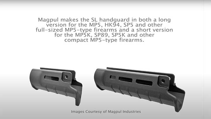The two versions of the Magpul SL hand guard for the MP5 and MP5K.