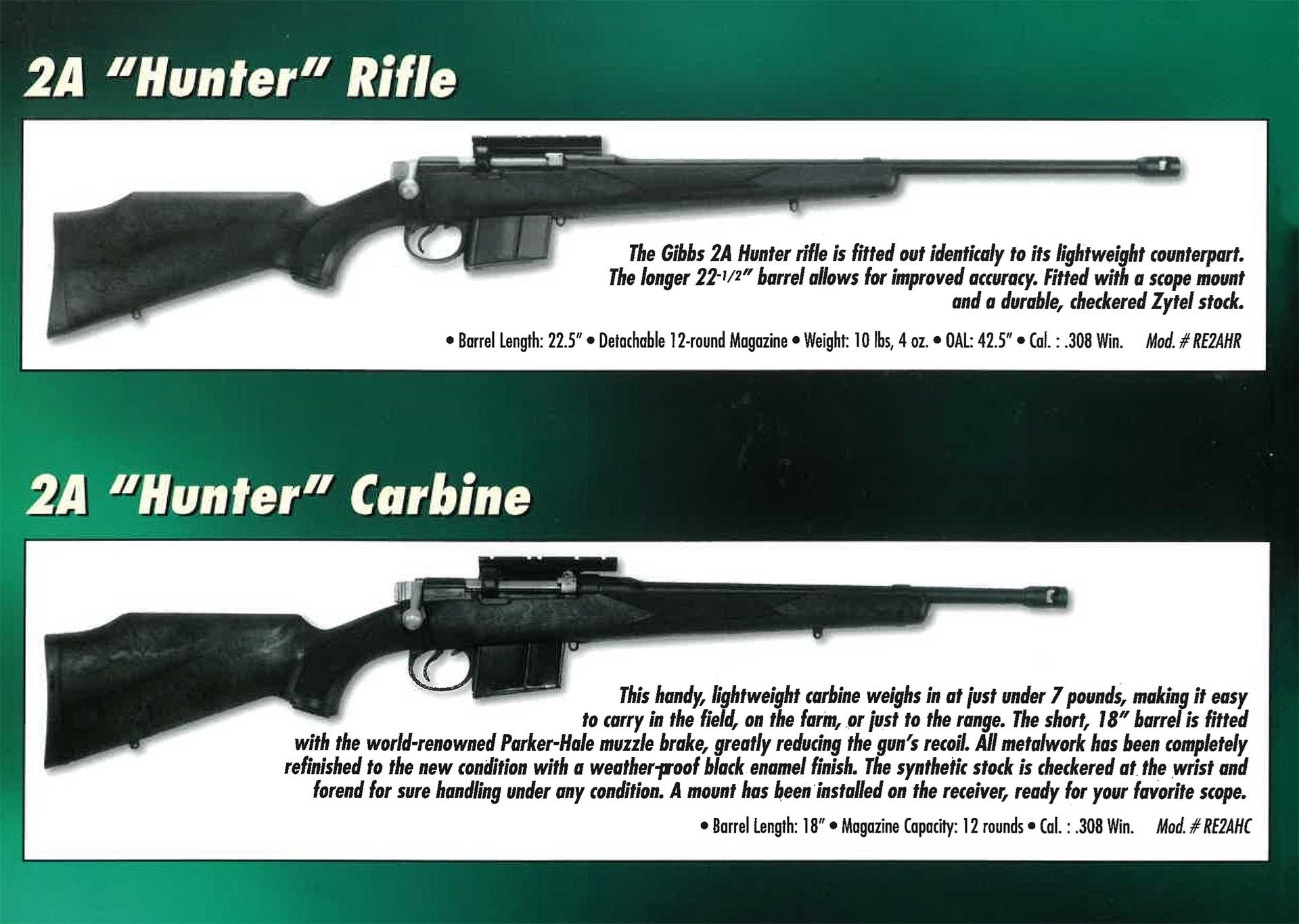 Gibbs Hunter rifles made from Ishapore 2A1 actions.
