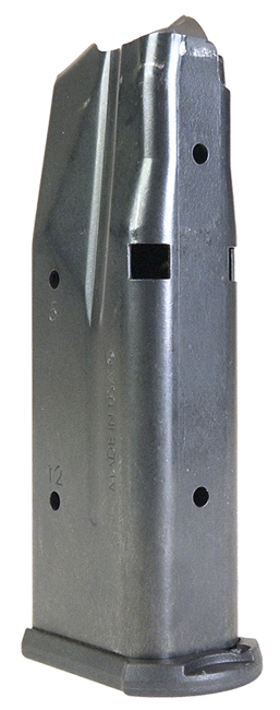 SIG Sauer P365 XL handgun black-colored magazine on white background showing front view of magazine profile