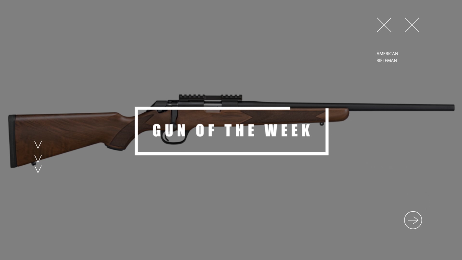 GUN OF THE WEEK title screen text box over right-side Springfield Armory Model 2020 Rimfire Classic AA-Grade bolt-action rifle