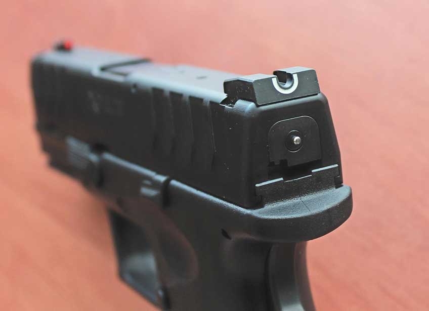springfield armory xd-m elite rear sight notch detail closeup gun pistol semi-automatic