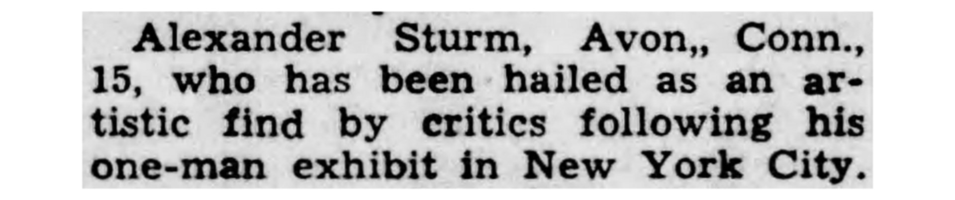 newspaper clipping text on image about Alexander Sturm