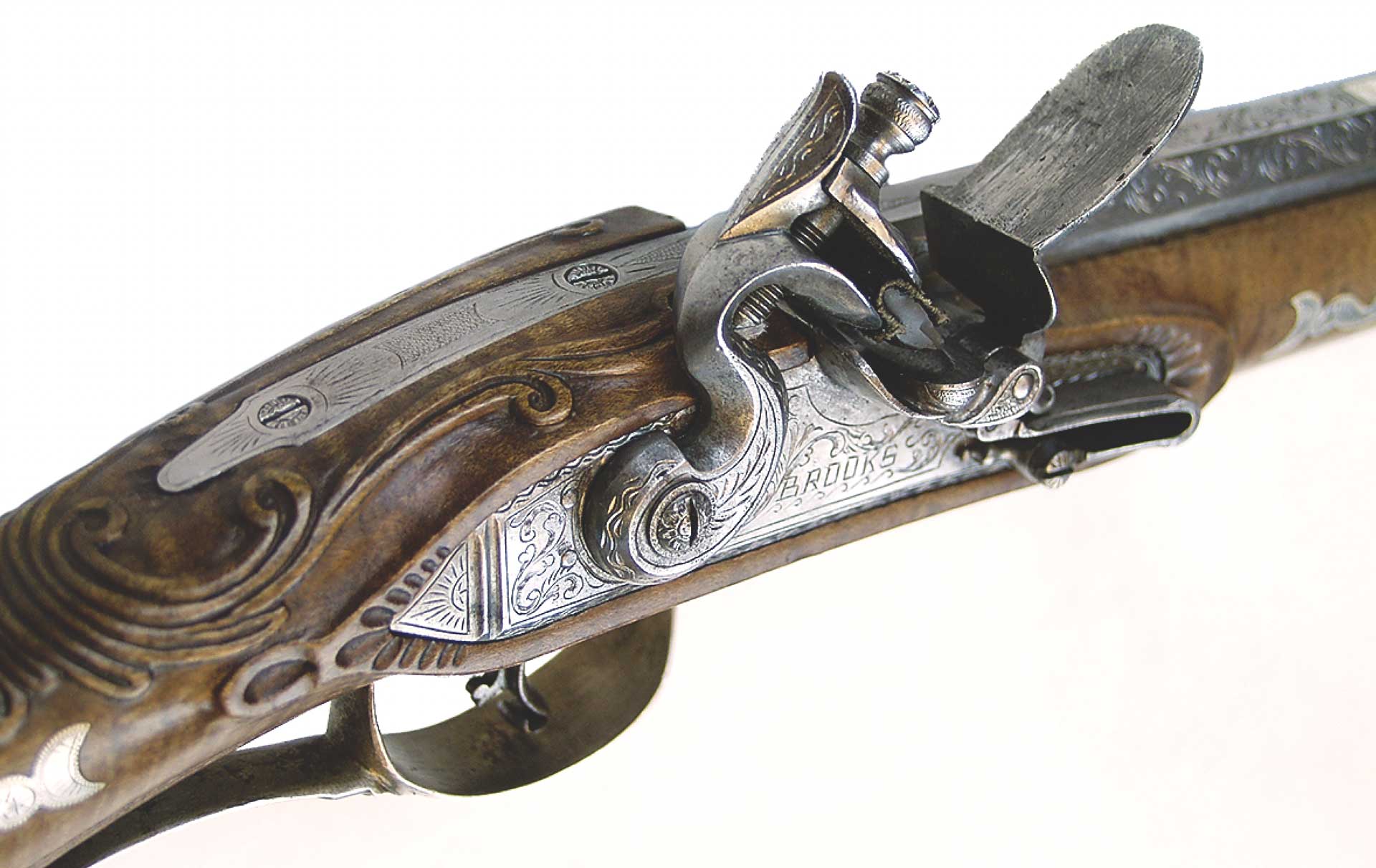 gun receiver engraving artwork metal wood carving