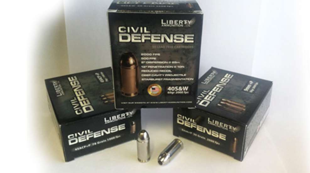Liberty Ammunition Civil Defense packaging boxes stack three ammo rounds 9 mm guns firearms shooting hunting
