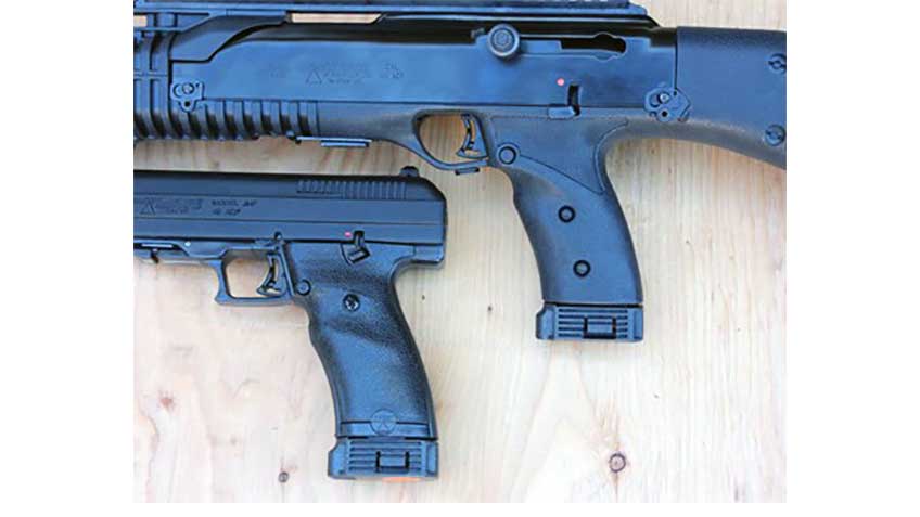 two guns carbine handgun comparison grip