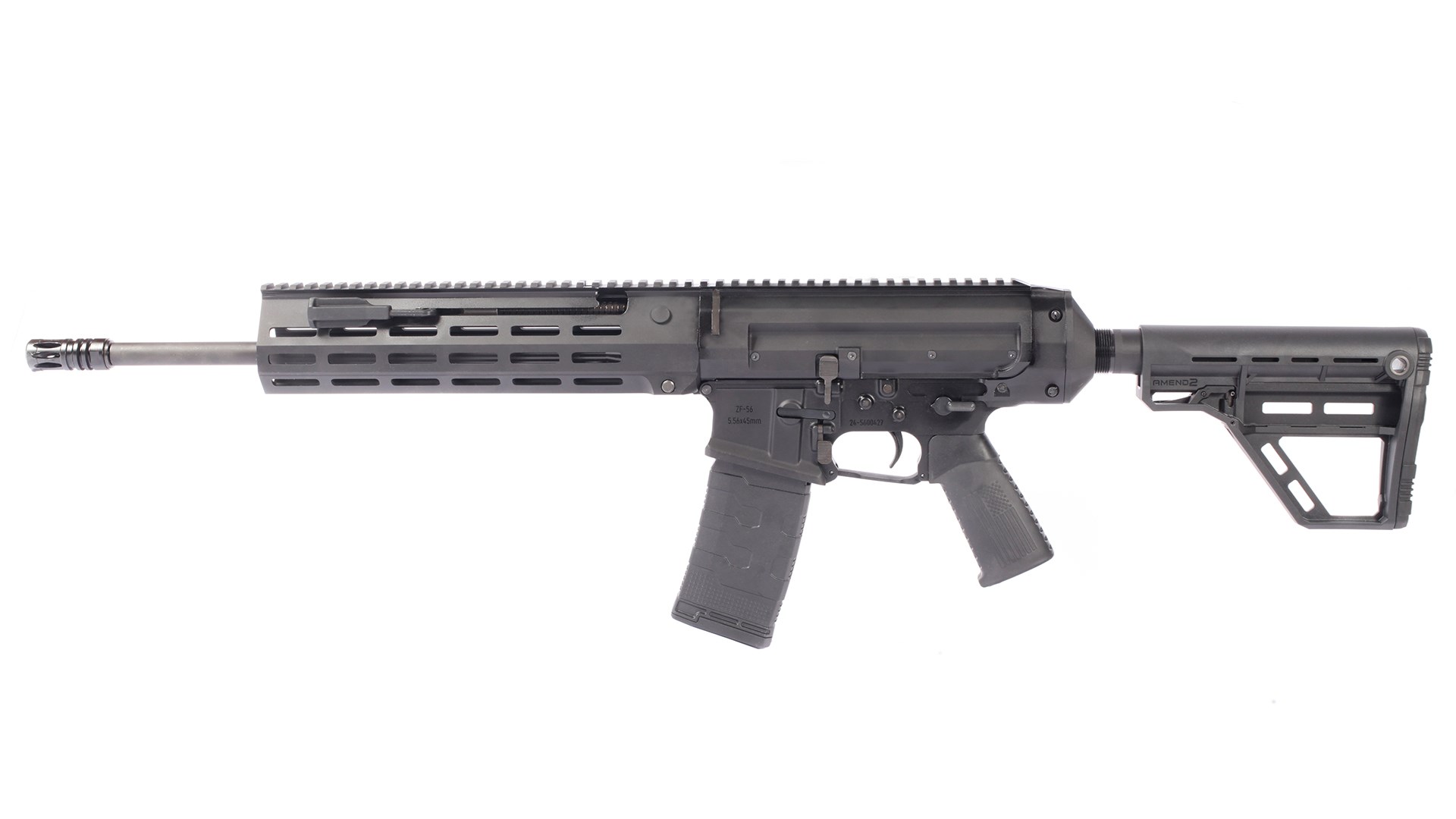 Left-side view of Zenith Firearms ZF-56 rifle on white background