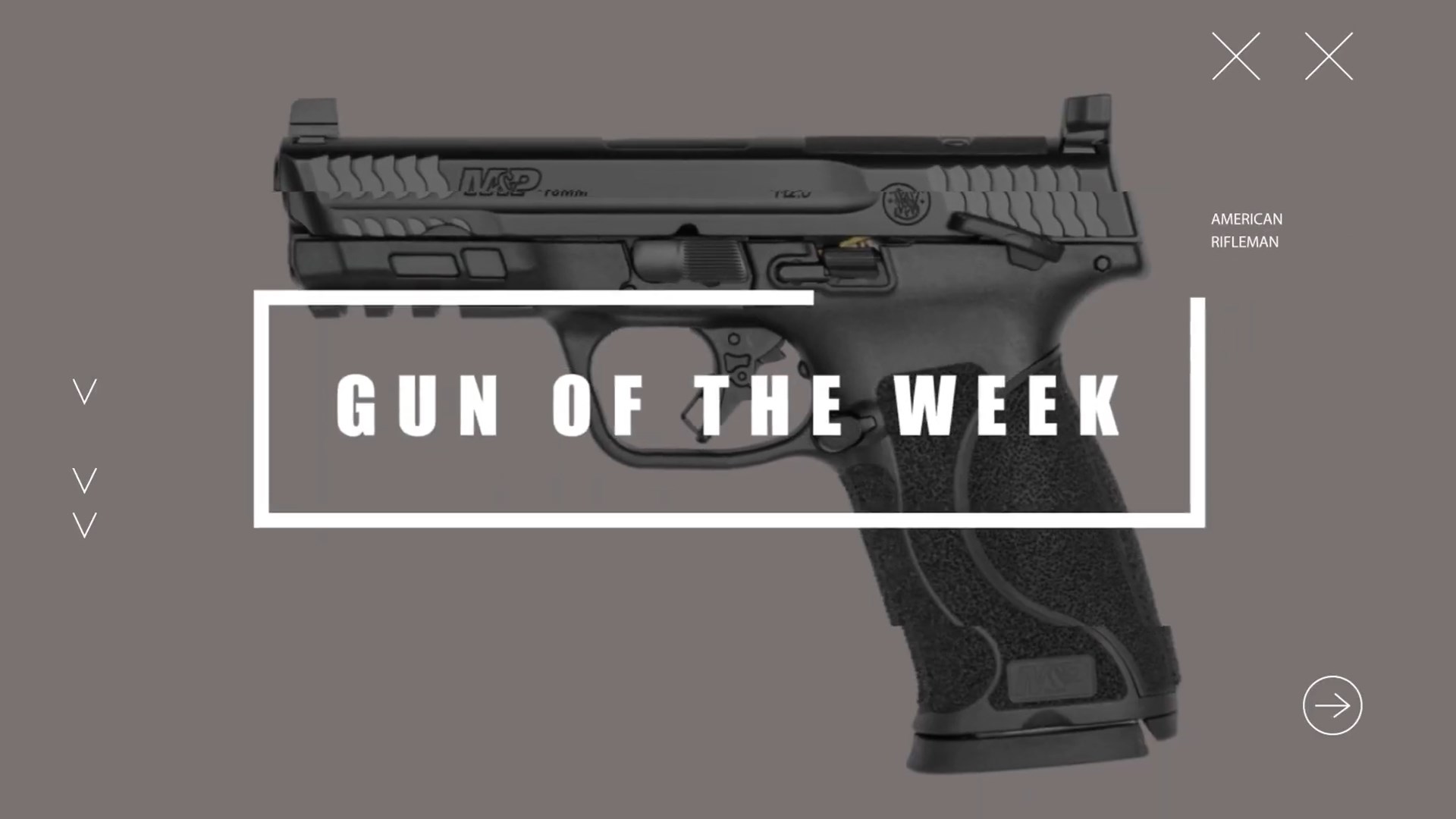 Gun Of The Week title screen text on image gun black left-side view smith & wesson m&p 2.0 10 mm auto gun