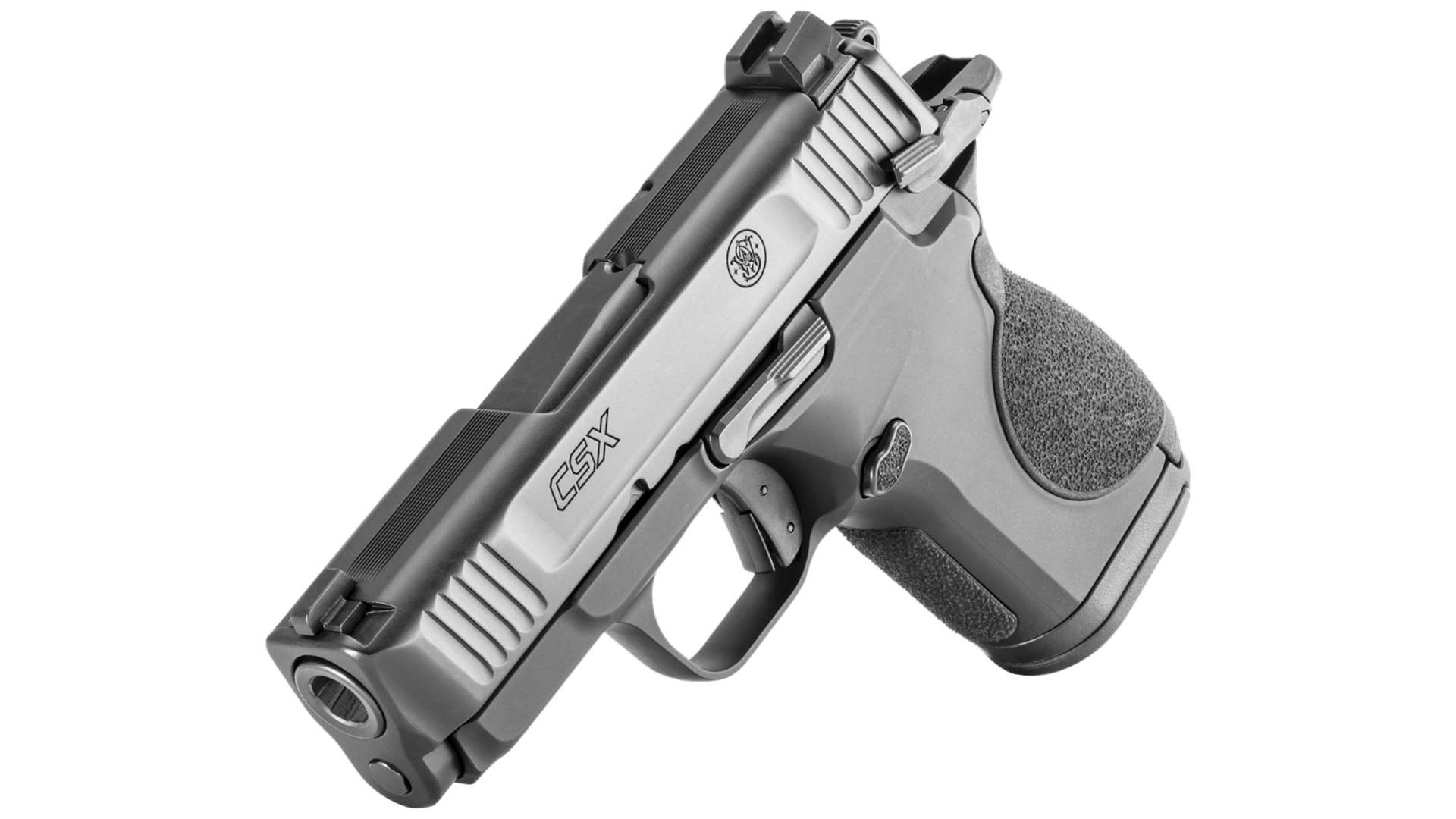left quater view front csx smith and wesson handgun pistol 9 mm