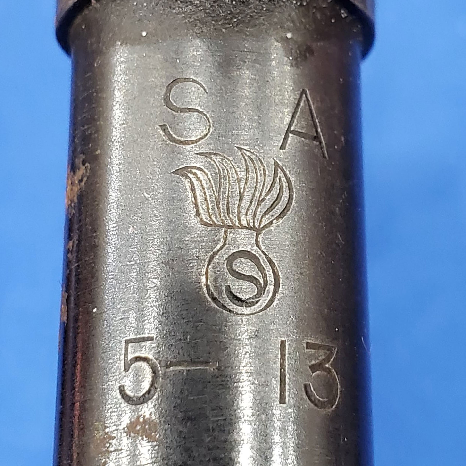 A Springfield Armory-made Model of 1903 rifle barrel bearing the same “S” within an ordnance escutcheon on the alleged “Savage Slide” Photo credit Steve Norton.