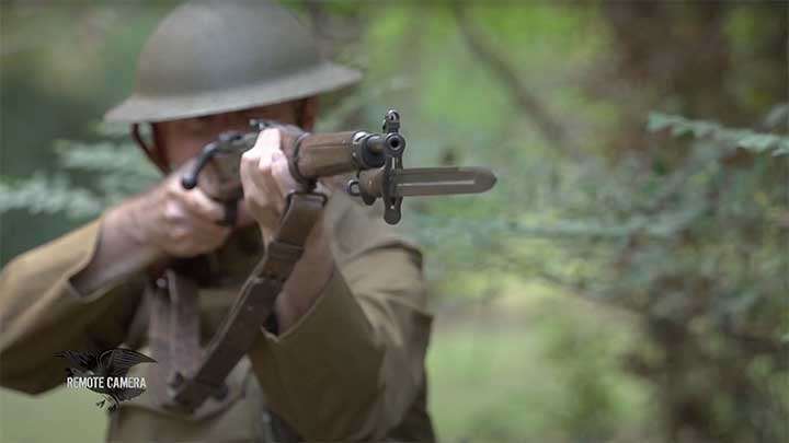 The Springfield M1903 was the standard issue rifle at the time the United States entered World War I , based off the Mauser 98 action design.