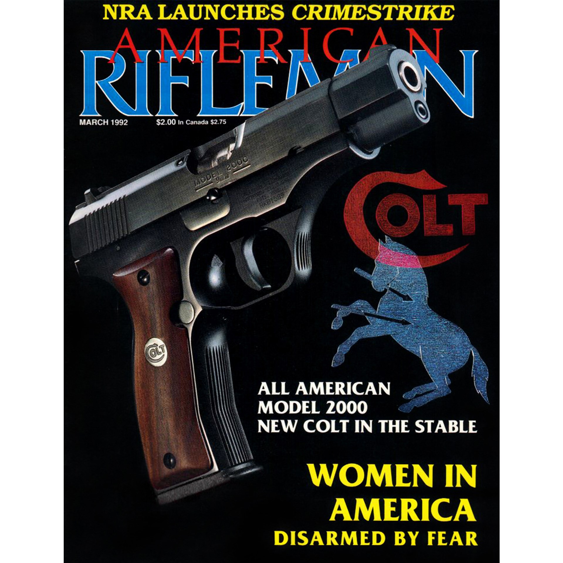 American Rifleman all american model 2000 colt pistol women in america disarmed by fear