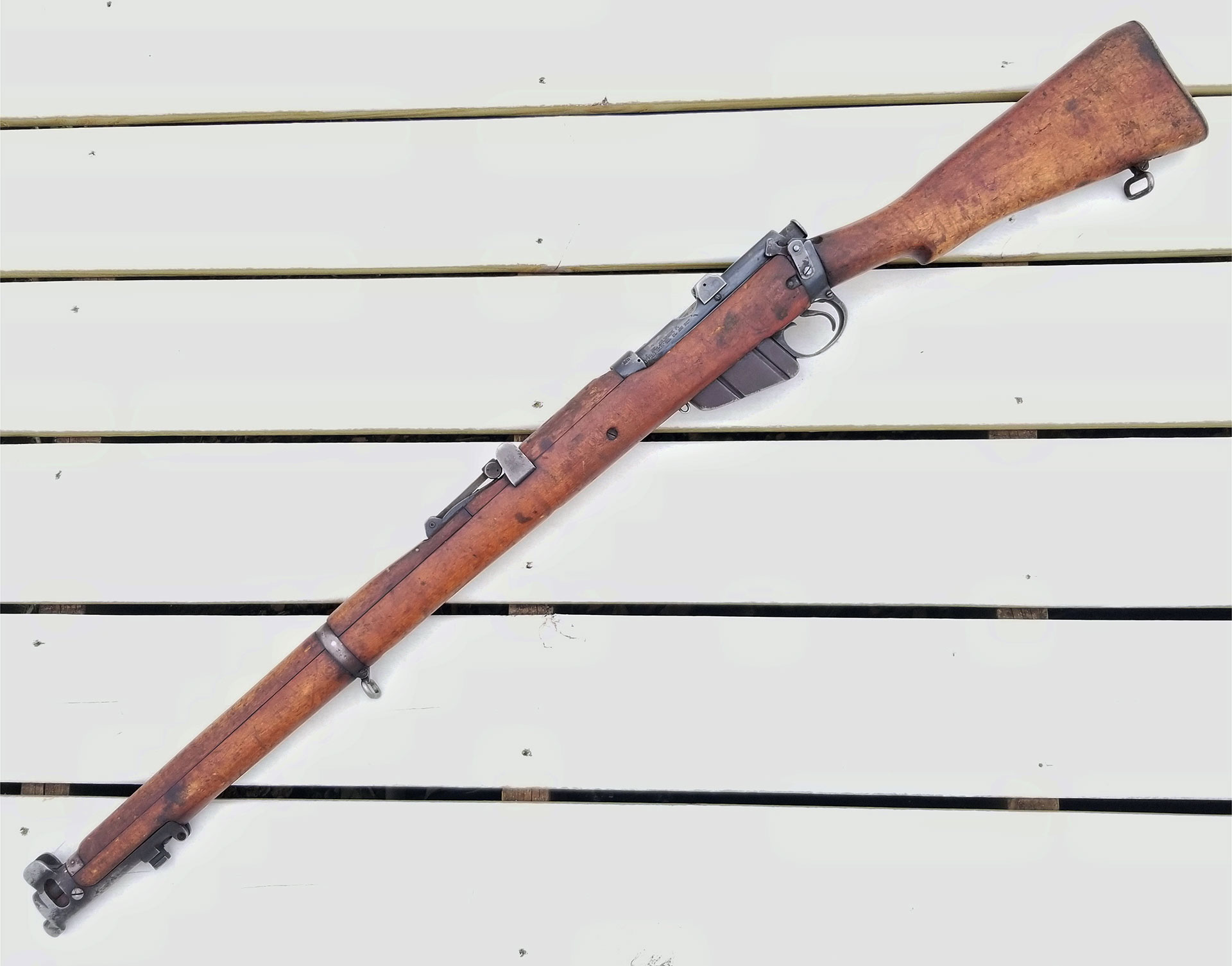 Lee Enfield No.1 Mk III SMLE .303 British bolt-action rifle Indian Ishapore imported by Royal Tiger Imports.