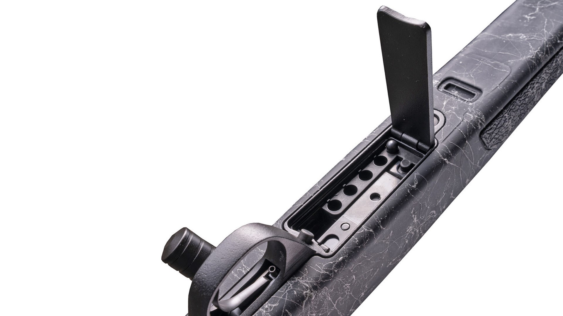 Underside storage compartment on the CVA Endura muzzleloader.