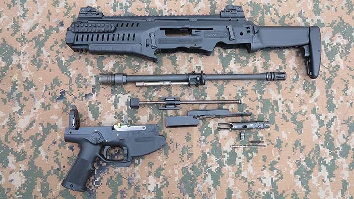 The Beretta ARX 100 disassembled.