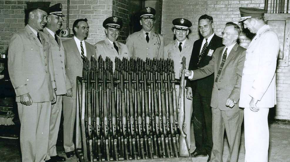 John Garand commemorating the last M1 rifle to come off the assembly line