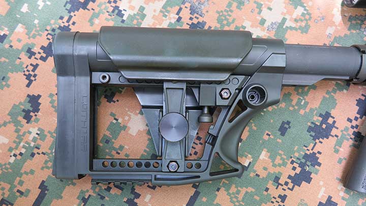 The Luth AR collapsible buttstock that comes with the CZ 457 VPC.