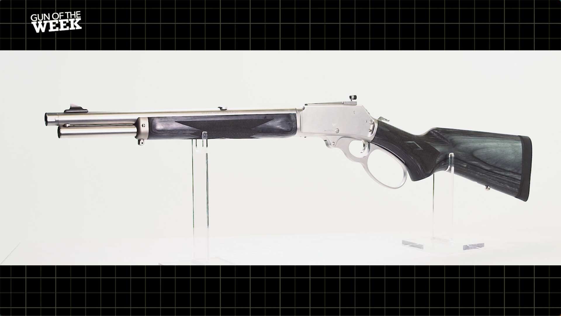 Marlin 1895 Trapper shown on the left side on white.