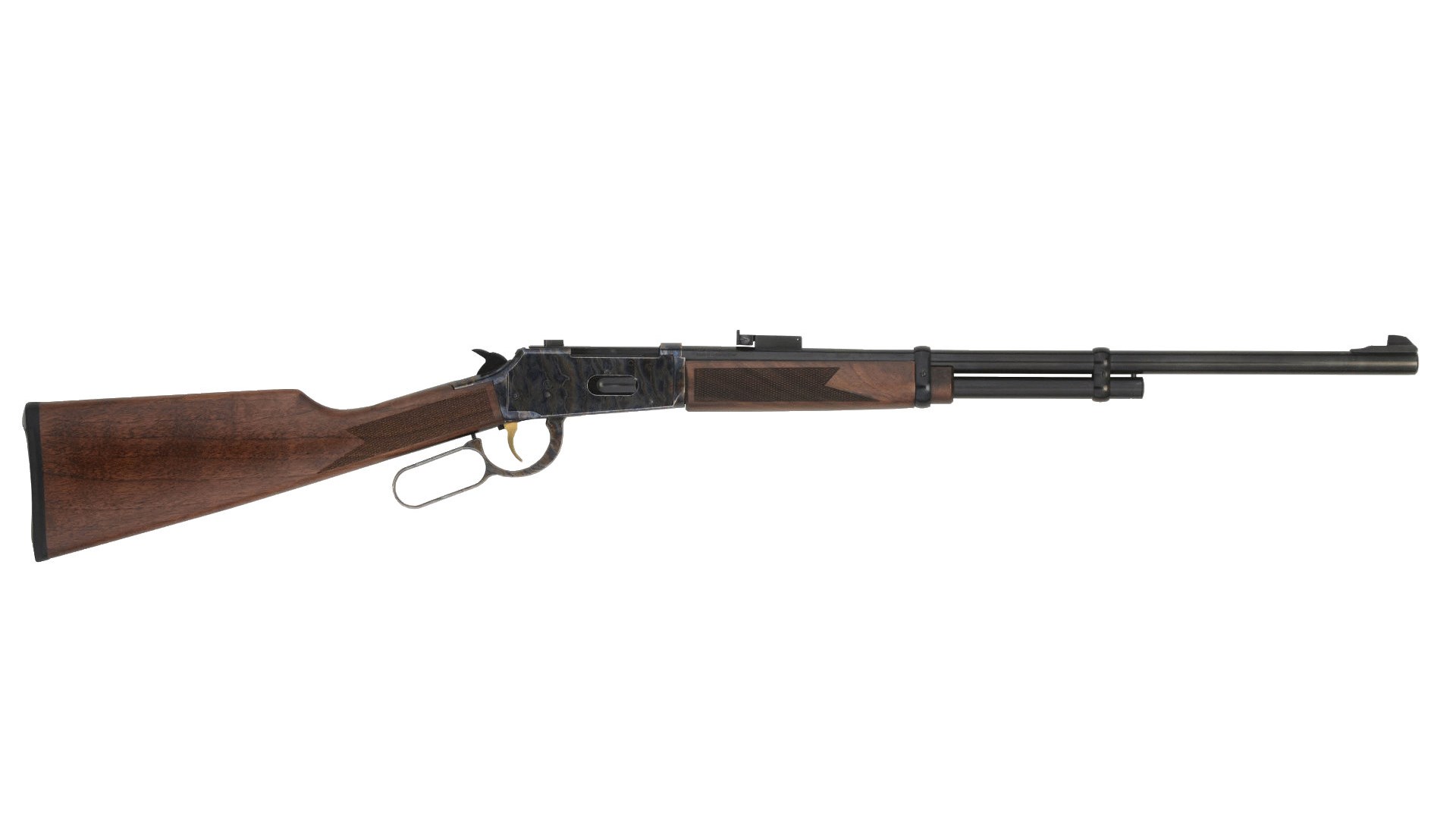 The right side of the TriStar Arms LR94 lever-action shotgun shown on white.